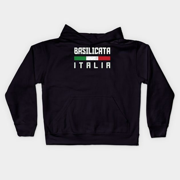 Basilicata Italia / Italy Typography Design Kids Hoodie by DankFutura